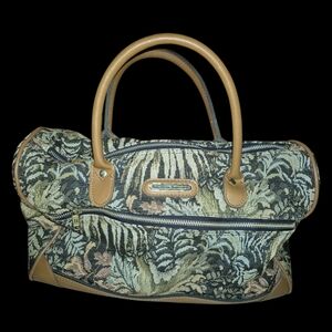 American Tourister Floral Tapestry Satchel with Tan Trim
